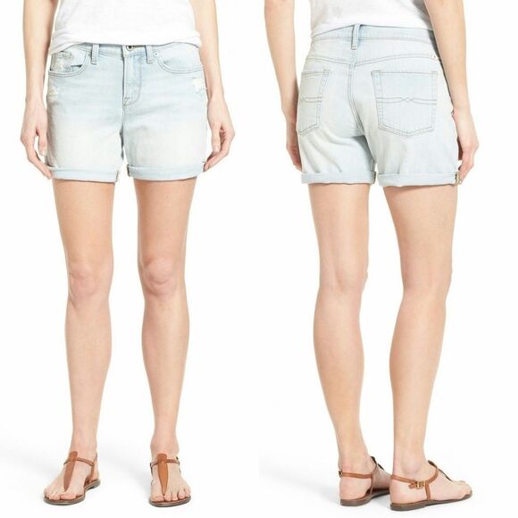 Lucky Brand Women's High Rise The Roll Up Distressed Denim Shorts main image 1